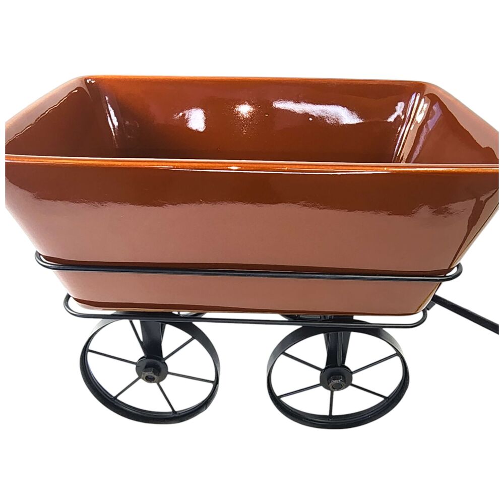 LTD Salad Bowl-Garden-Décor Wagon-Ceramic Brown with Shovel & Fork - Picture 10 of 11